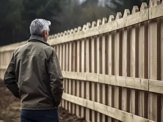 A fencing expert inspecting a timber fence in Port Macquarie