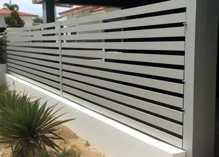 Gray slat aluminium fence in Port Macquarie