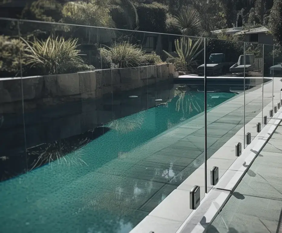 Elegant glass pool fence for a long backyard pool in Port Macquarie