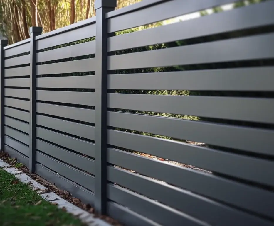 Close up shot of a slat aluminium fence in Port Macquarie